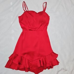 NWT Dear Moon Red Ruffled Hem Mini Dress - Size 11